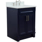 Bellaterra Home 25" Blue Single Sink Bathroom Vanity  with White Quartz and Rectangle Sink