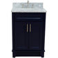 Bellaterra Home 25" Blue Single Sink Bathroom Vanity with White Carrara Marble and Oval Sink