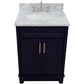 Bellaterra Home 25" Blue Single Sink Bathroom Vanity with White Carrara Marble and Oval Sink