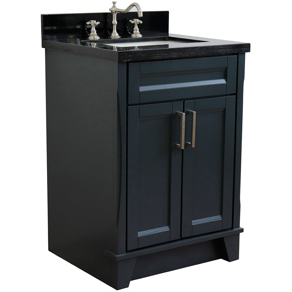 Bellaterra Home 25" Dark Gray Single Sink Bathroom Vanity with Black Galaxy Granite and Rectangle Sink