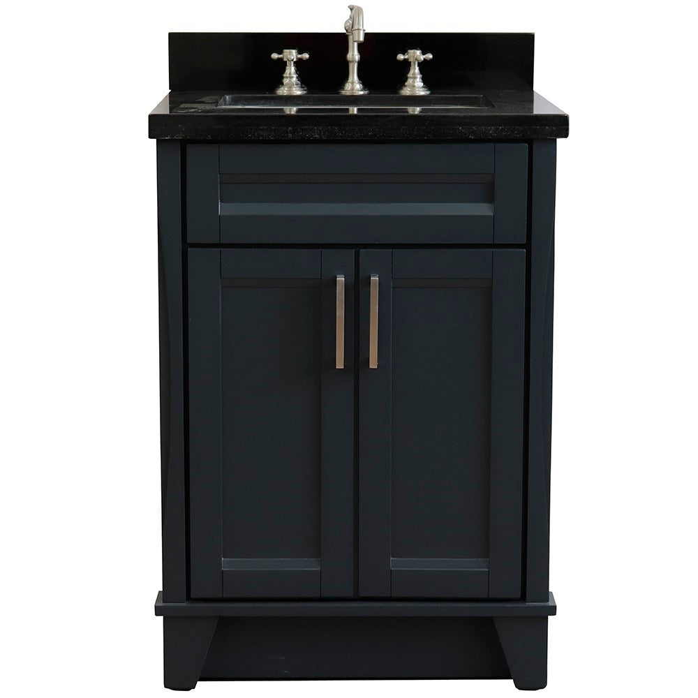 Bellaterra Home 25" Dark Gray Single Sink Bathroom Vanity with Black Galaxy Granite and Rectangle Sink