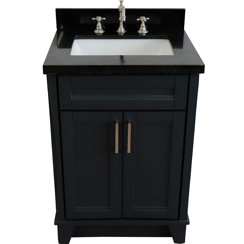 Bellaterra Home 25" Dark Gray Single Sink Bathroom Vanity with Black Galaxy Granite and Rectangle Sink