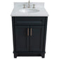 Bellaterra Home 25" Dark Gray Single Sink Bathroom Vanity with White Quartz and Oval Sink