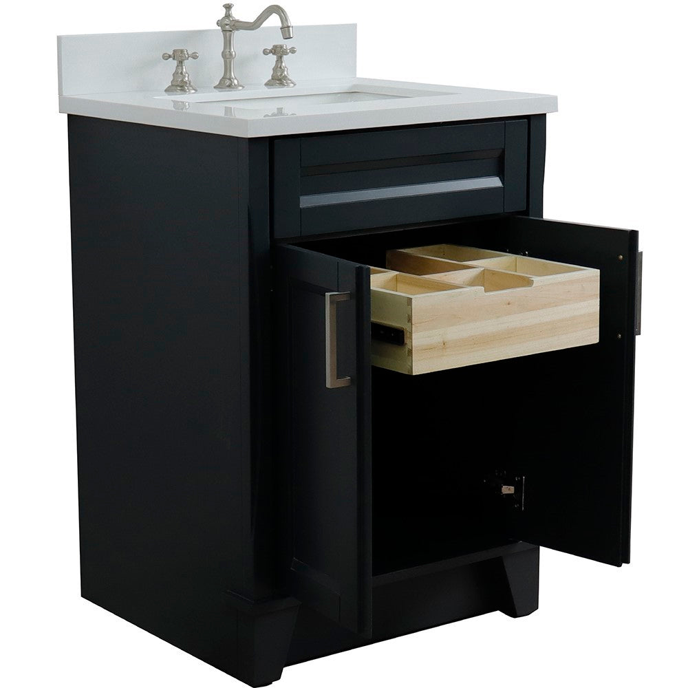 Bellaterra Home 25" Dark Gray Single Sink Bathroom Vanity with White Quartz and Rectangle Sink