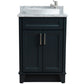 Bellaterra Home 25" Dark Gray Single Sink Bathroom Vanity with White Carrara Marble and Round Sink