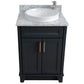 Bellaterra Home 25" Dark Gray Single Sink Bathroom Vanity with White Carrara Marble and Round Sink