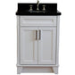 Bellaterra Home 25" White Single Sink Bathroom Vanity with Black Galaxy Granite and Oval Sink