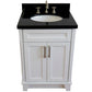 Bellaterra Home 25" White Single Sink Bathroom Vanity with Black Galaxy Granite and Oval Sink