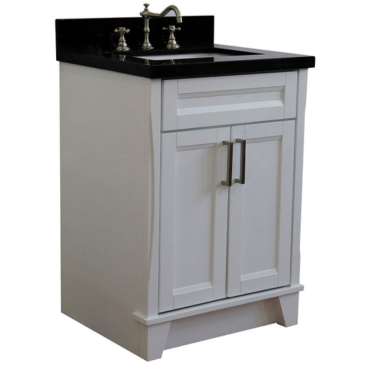 Bellaterra Home 25" White Single Sink Bathroom Vanity with Black Galaxy Granite and Rectangle Sink