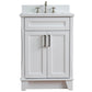 Bellaterra Home 25" White Single Sink Bathroom Vanity with White Quartz and Rectangle Sink