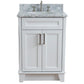 Bellaterra Home 25" White Single Sink Bathroom Vanity with White Carrara Marble and Oval Sink