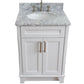 Bellaterra Home 25" White Single Sink Bathroom Vanity with White Carrara Marble and Oval Sink