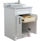 Bellaterra Home 25" White Single Sink Bathroom Vanity with White Carrara Marble and Round Sink