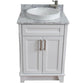 Bellaterra Home 25" White Single Sink Bathroom Vanity with White Carrara Marble and Round Sink