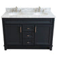 Bellaterra Home 49" Dark Gray Double Sink Bathroom Vanity with White Carrara Marble and Oval Sink