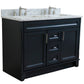 Bellaterra Home 49" Dark Gray Double Sink Bathroom Vanity with White Carrara Marble and Rectangle Sink