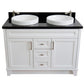 Bellaterra Home 49" White Double Sink Bathroom Vanity with Black Galaxy Granite and Round Sink