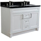 Bellaterra Home 49" White Double Sink Bathroom Vanity with Black Galaxy Granite and Rectangle Sink