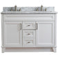 Bellaterra Home 49" White Double Sink Bathroom Vanity with White Carrara Marble and Rectangle Sink