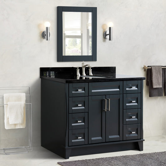 Bellaterra Home 49" Dark Gray Single Sink Bathroom Vanity with Black Galaxy Granite and and Oval Sink