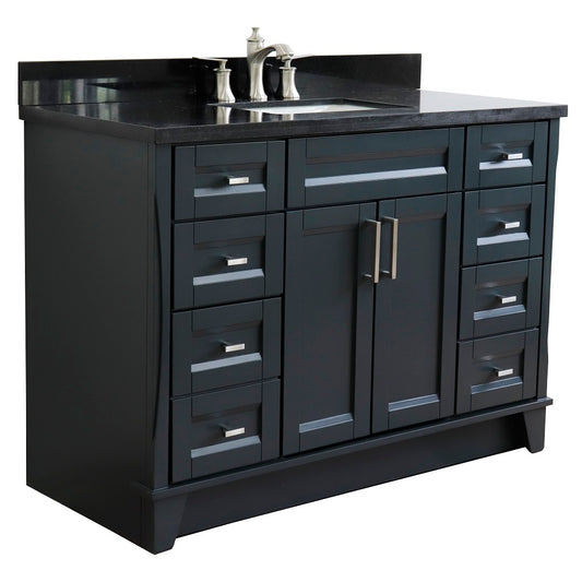 Bellaterra Home 49" Dark Gray Single Sink Bathroom Vanity with Black Galaxy Granite and Rectangle Sink