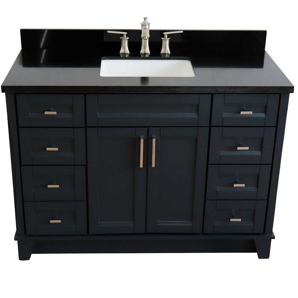 Bellaterra Home 49" Dark Gray Single Sink Bathroom Vanity with Black Galaxy Granite and Rectangle Sink