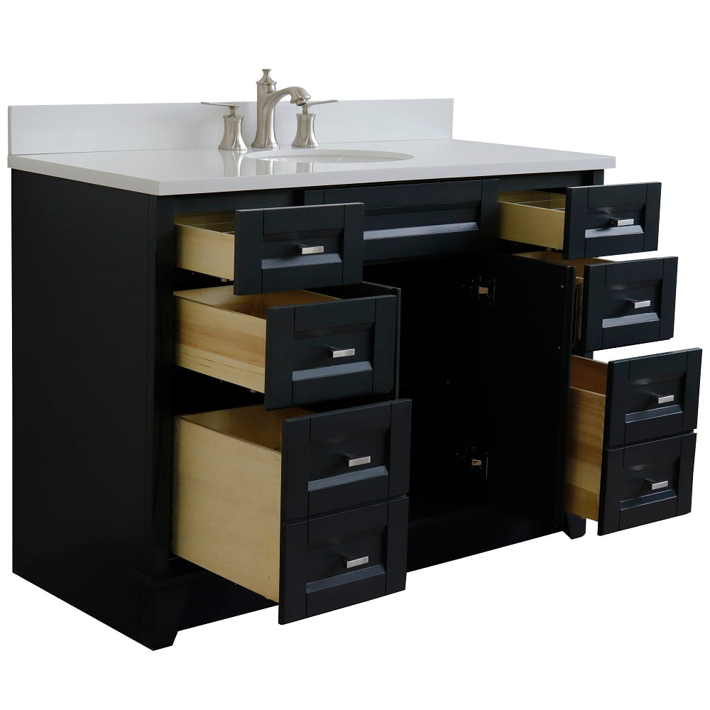 Bellaterra Home 49" Dark Gray Single Sink Bathroom Vanity with White Quartz and and Oval Sink