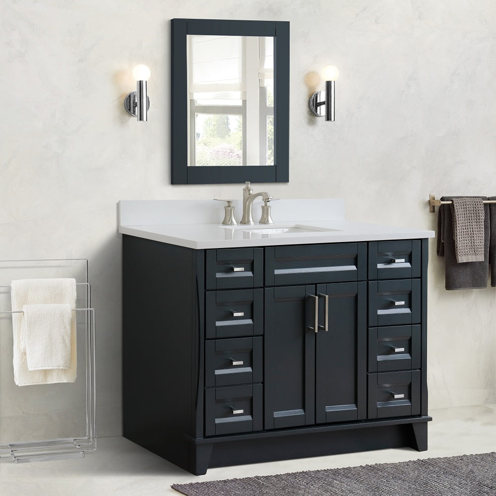 Bellaterra Home 49" Dark Gray Single Sink Bathroom Vanity with White Quartz and Rectangle Sink