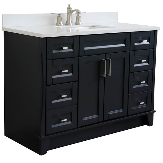 Bellaterra Home 49" Dark Gray Single Sink Bathroom Vanity with White Quartz and Rectangle Sink