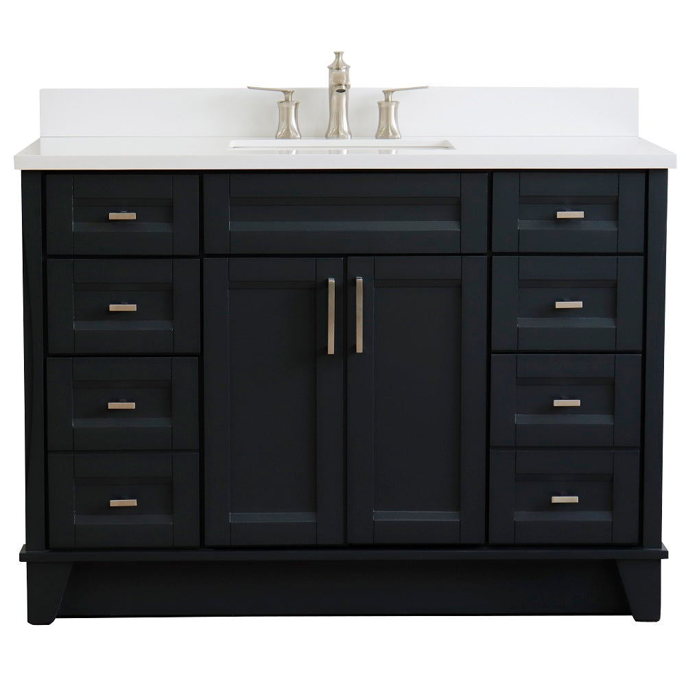 Bellaterra Home 49" Dark Gray Single Sink Bathroom Vanity with White Quartz and Rectangle Sink