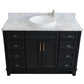 Bellaterra Home 49" Dark Gray Single Sink Bathroom Vanity with White Carrara Marble and Round Sink