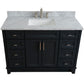 Bellaterra Home 49" Dark Gray Single Sink Bathroom Vanity with White Carrara Marble and Rectangle Sink