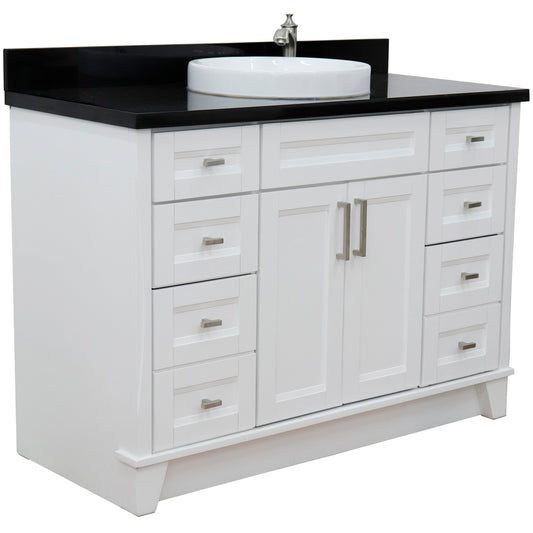 Bellaterra Home 49" Single Sink Bathroom Vanity with Black Galaxy Granite and Round Sink