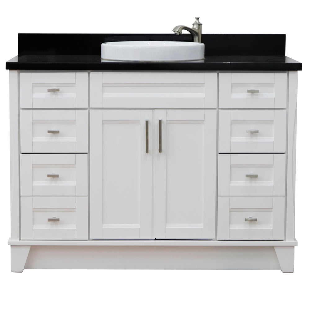 Bellaterra Home 49" Single Sink Bathroom Vanity with Black Galaxy Granite and Round Sink