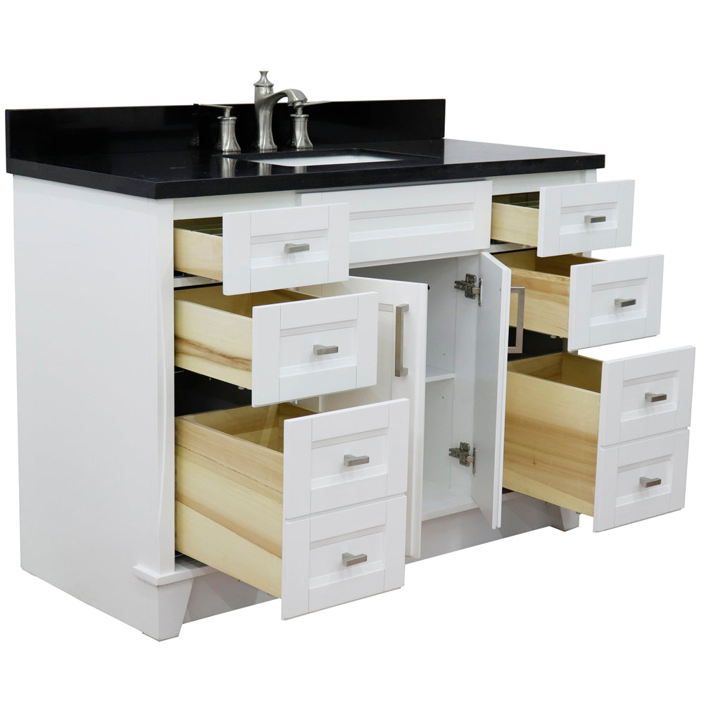 Bellaterra Home 49" White Single Sink Bathroom Vanity with Black Galaxy Granite and Rectangle Sink