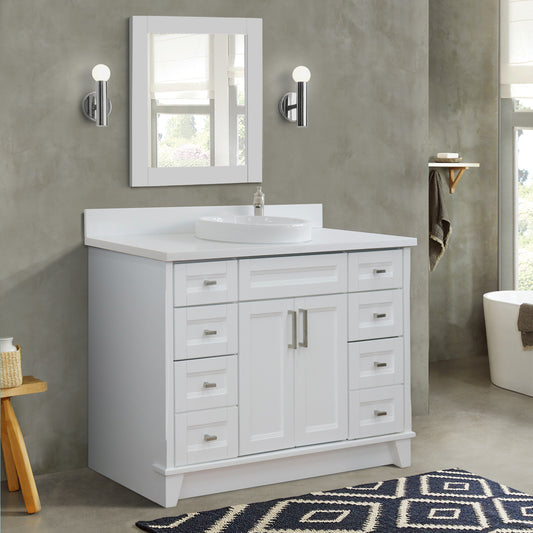 Bellaterra Home 49" White Single Sink Bathroom Vanity with White Quartz and Round Sink