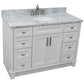 Bellaterra Home 49" White Single Sink Bathroom Vanity with White Carrara Marble and and Oval Sink