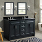 Bellaterra Home 61" Dark Gray Double Sink Bathroom Vanity and Black Galaxy Granite and Rectangle Sink