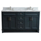 Bellaterra Home 61" Dark Gray Double Sink Bathroom Vanity and White Carrara Marble and Oval Sink