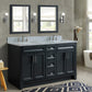 Bellaterra Home 61" Dark Gray Double Sink Bathroom Vanity  and White Carrara Marble and Rectangle Sink