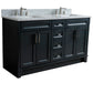 Bellaterra Home 61" Dark Gray Double Sink Bathroom Vanity  and White Carrara Marble and Rectangle Sink