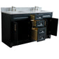 Bellaterra Home 61" Dark Gray Double Sink Bathroom Vanity  and White Carrara Marble and Rectangle Sink