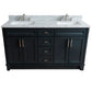 Bellaterra Home 61" Dark Gray Double Sink Bathroom Vanity  and White Carrara Marble and Rectangle Sink