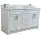 Bellaterra Home 61" White Double Sink Bathroom Vanity and White Quartz and Round Sink