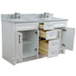 Bellaterra Home 61" White Double Sink Bathroom Vanity and White Carrara Marble and Rectangle Sink