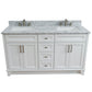 Bellaterra Home 61" White Double Sink Bathroom Vanity and White Carrara Marble and Rectangle Sink