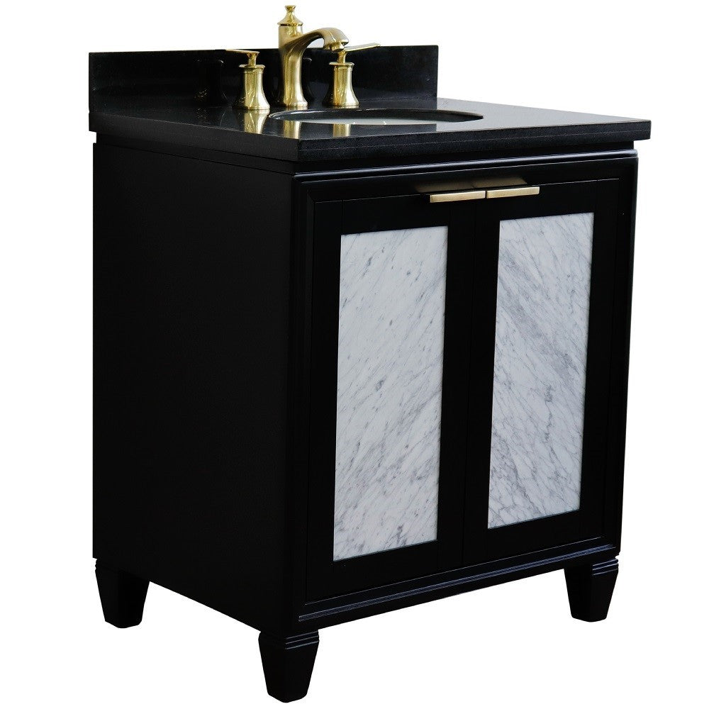 Bellaterra Home 31" Black Single Sink Bathroom Vanity with Black Galaxy Granite with Oval Sink