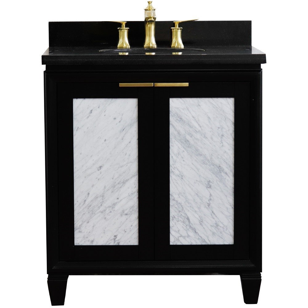 Bellaterra Home 31" Black Single Sink Bathroom Vanity with Black Galaxy Granite with Oval Sink