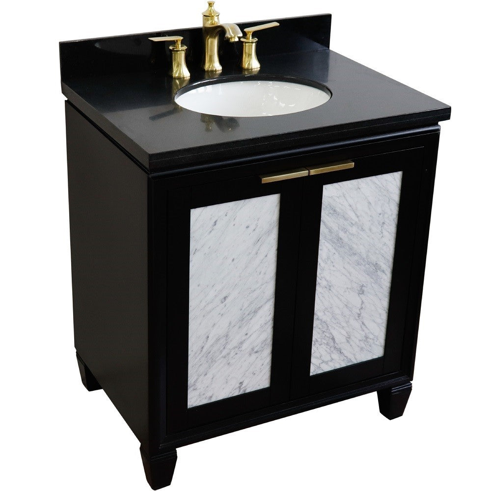 Bellaterra Home 31" Black Single Sink Bathroom Vanity with Black Galaxy Granite with Oval Sink