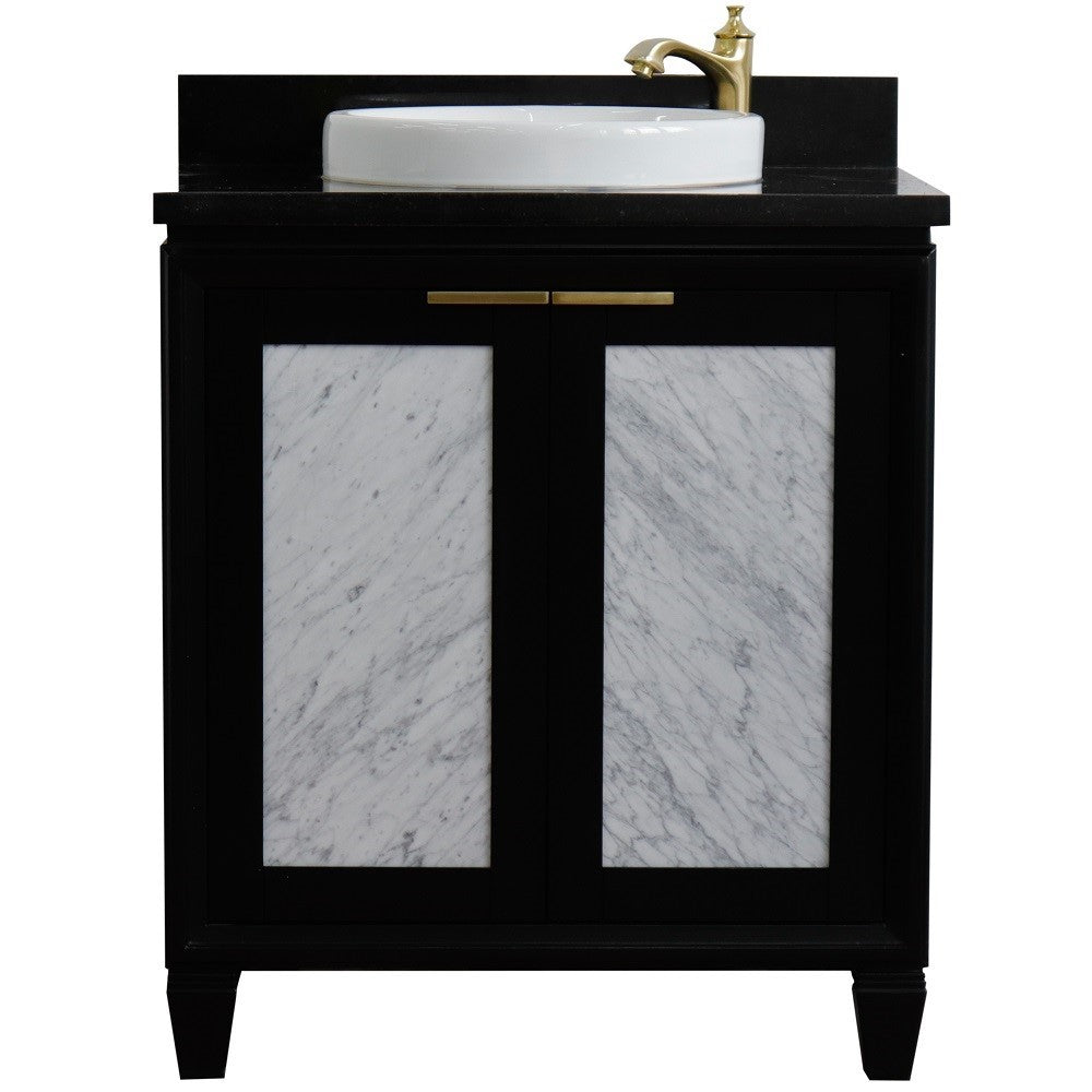 Bellaterra Home 31" Black Single Sink Bathroom Vanity with Black Galaxy Granite with Round Sink